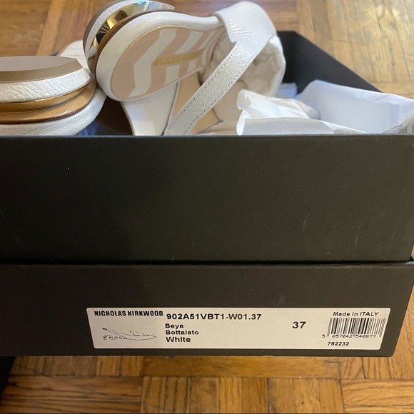 New in Box Nicholas Kirkwood Beya Textured-leather Slingback Flats In White$540 - Picture 13 of 14